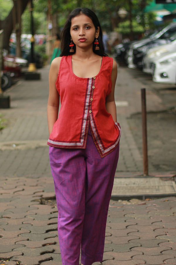GupShup | Asymmetric Sleeveless Top | Orange with Khunn