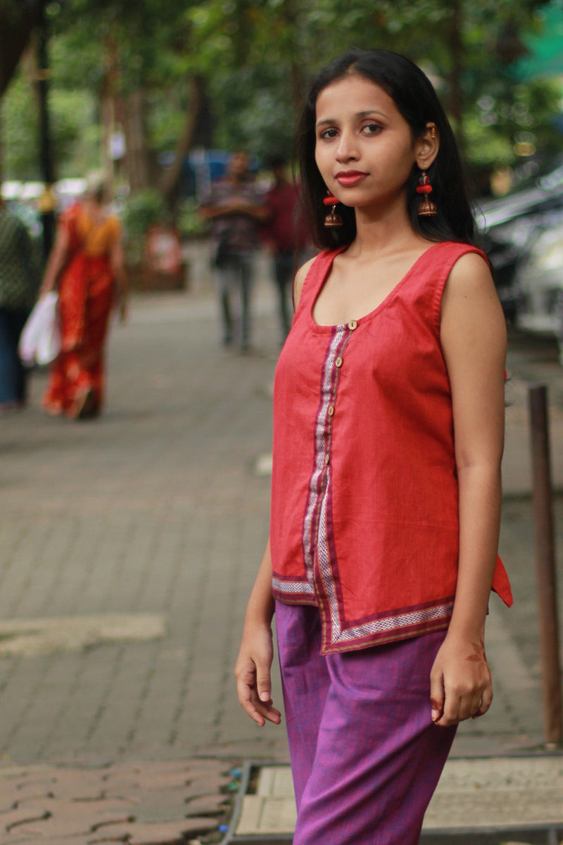 GupShup | Asymmetric Sleeveless Top | Orange with Khunn