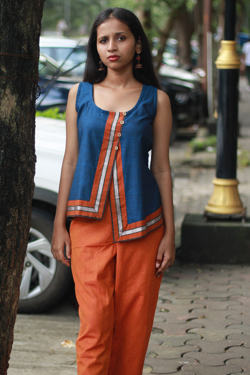 GupShup | Asymmetric Sleeveless Top | Cobalt with Khunn