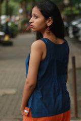 GupShup | Asymmetric Sleeveless Top | Cobalt with Khunn