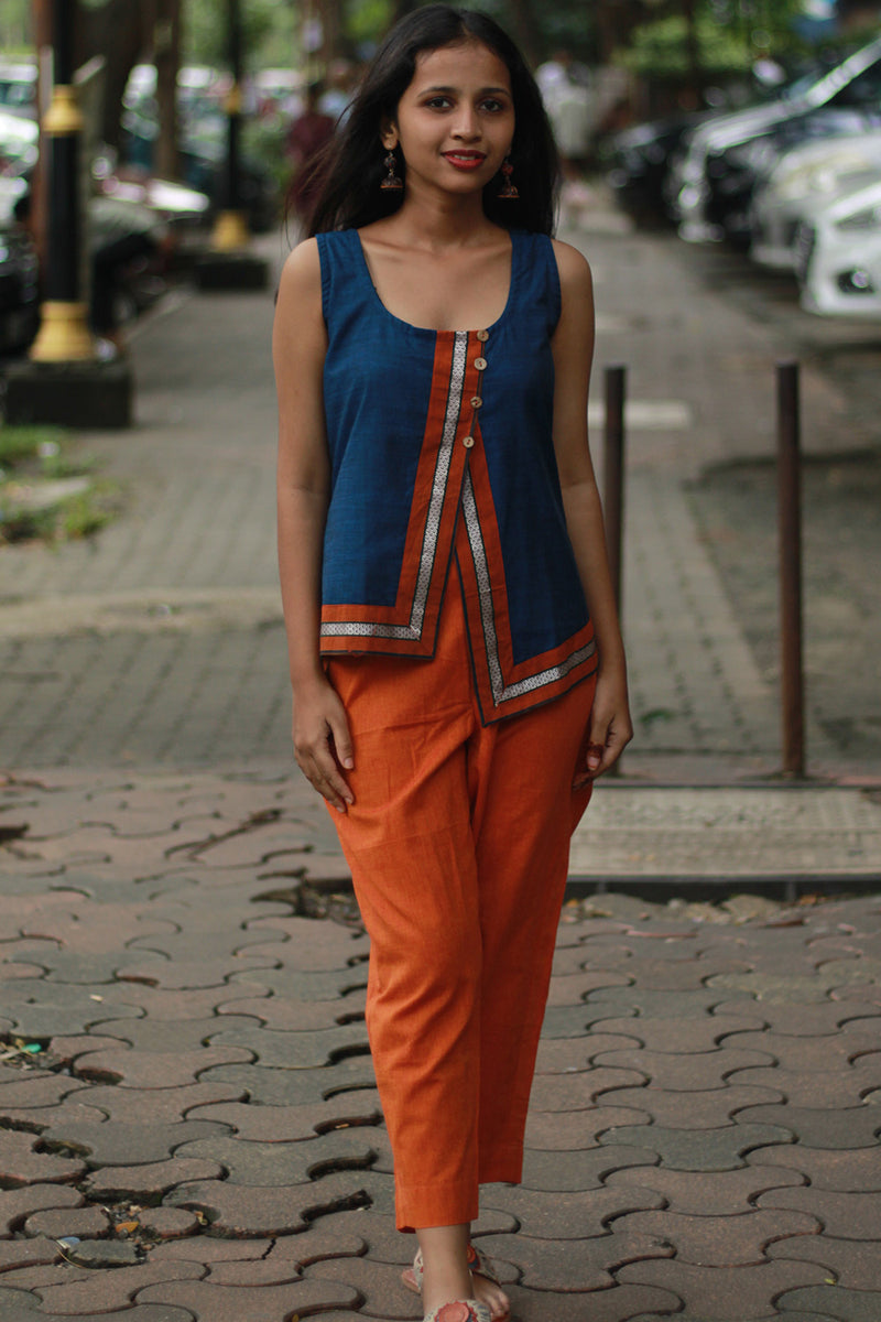 GupShup | Asymmetric Sleeveless Top | Cobalt with Khunn