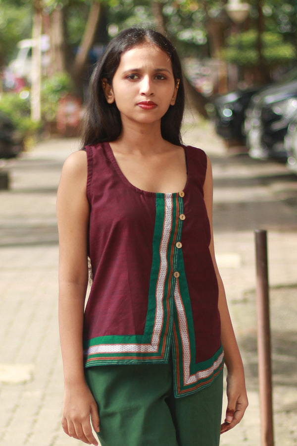 GupShup | Asymmetric Sleeveless Top | Wine with Khunn