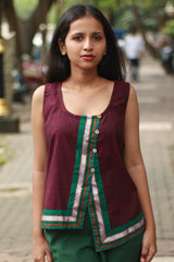 GupShup | Asymmetric Sleeveless Top | Wine with Khunn