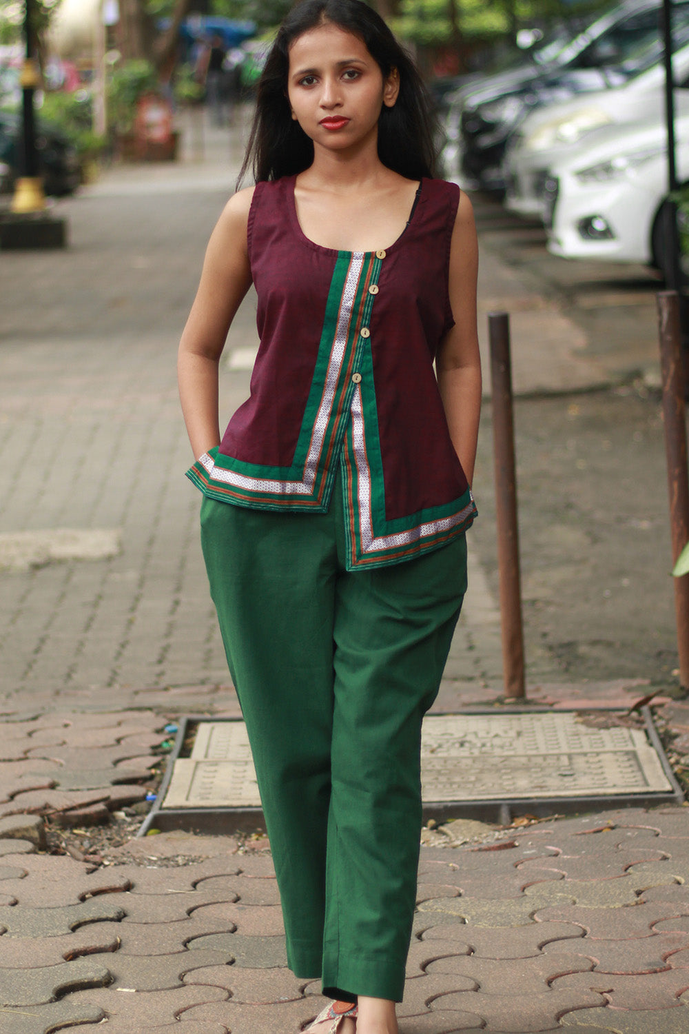 Amala | Slim Pants | Bottle Green