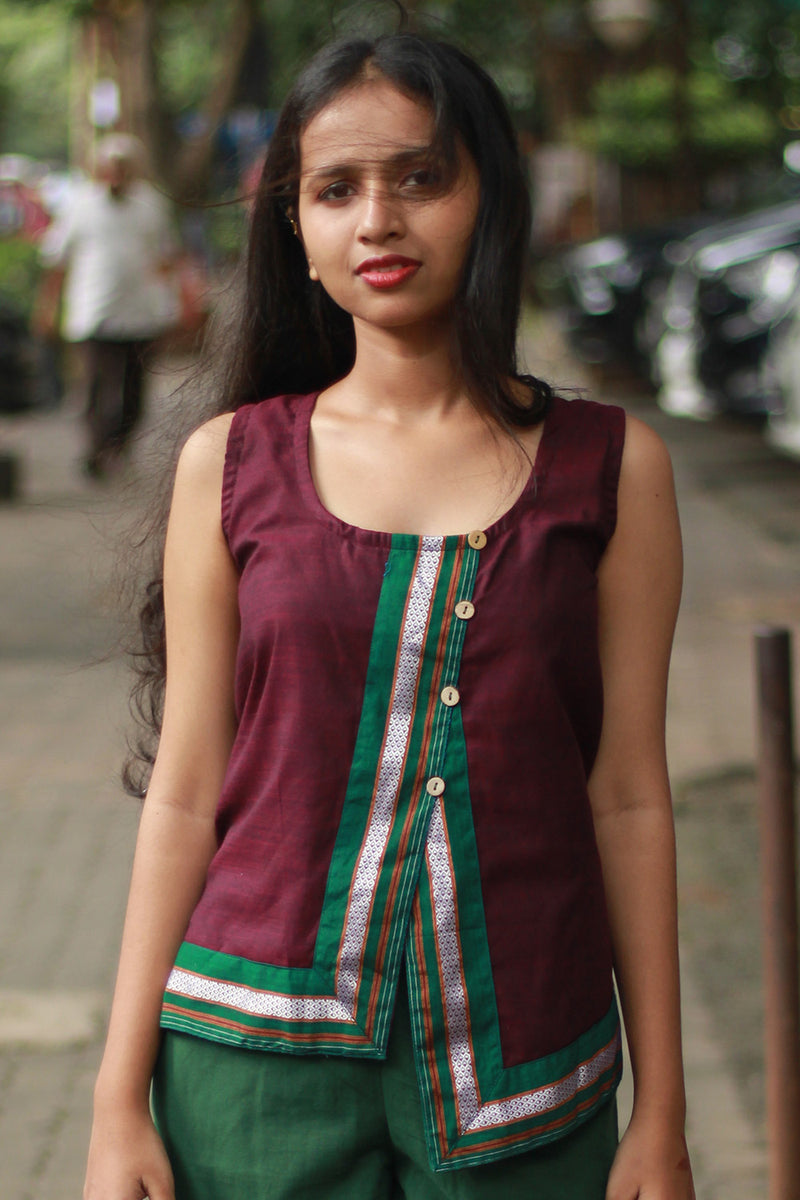 GupShup | Asymmetric Sleeveless Top | Wine with Khunn