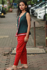 GupShup | Asymmetric Sleeveless Top | Green with Khunn