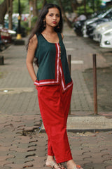 GupShup | Asymmetric Sleeveless Top | Green with Khunn