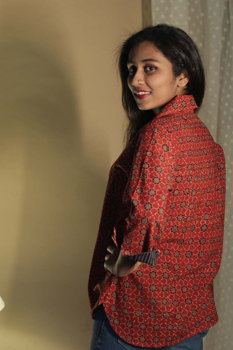 Madhura | Tunic | Ajrakh Rust Trellis