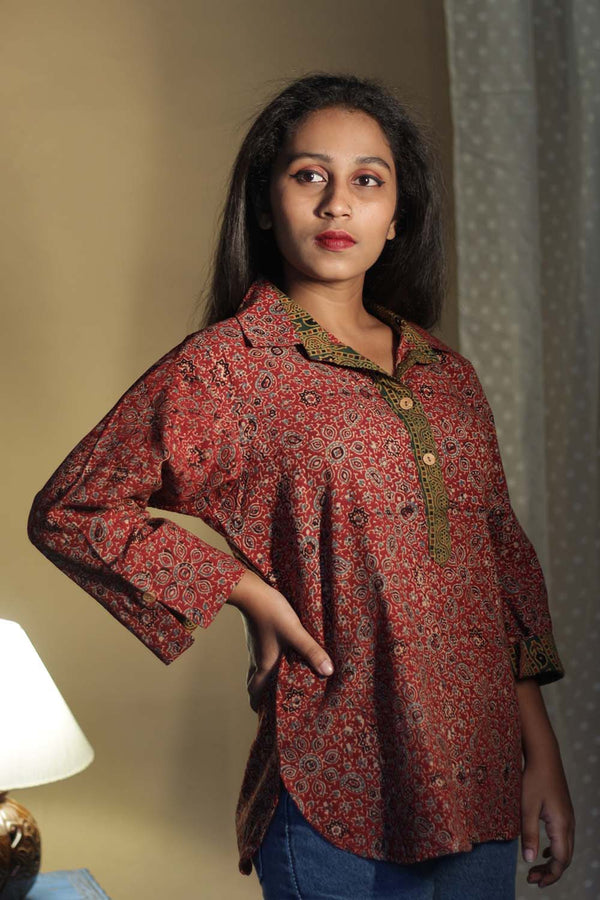 Madhura | Tunic | Ajrakh Red Universe