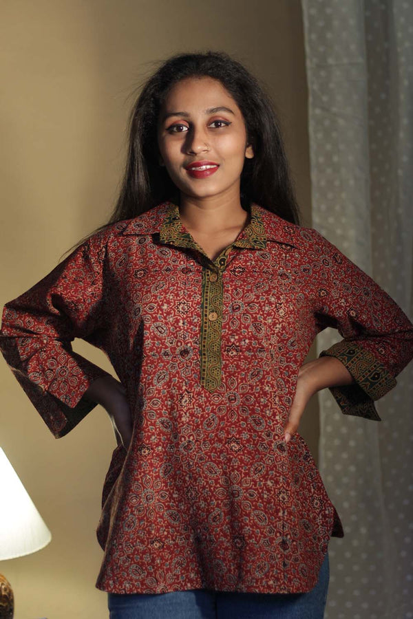 Madhura | Tunic | Ajrakh Red Universe