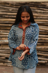 Madhura | Tunic | Indigo with Madder Ajrakh