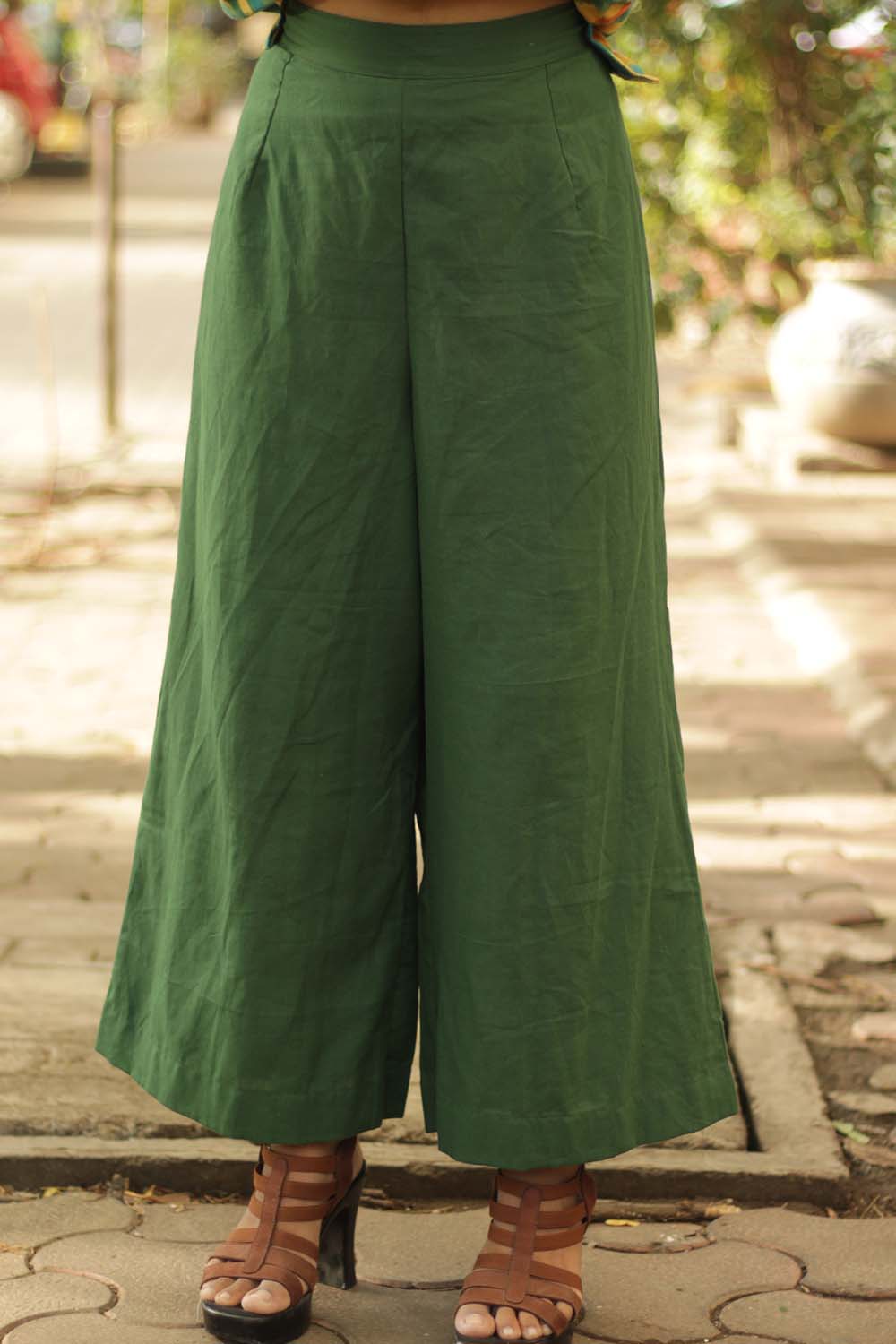 Saumya | Wide Leg Pants | Forest Green