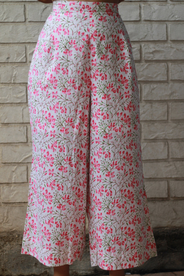 Kusum | Wide Leg Pants | Pink Sanganeri