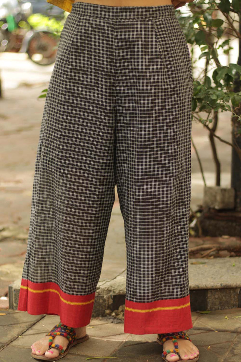 Vanyam Syahi | Patteda Anchu Wide Leg Pants | Red