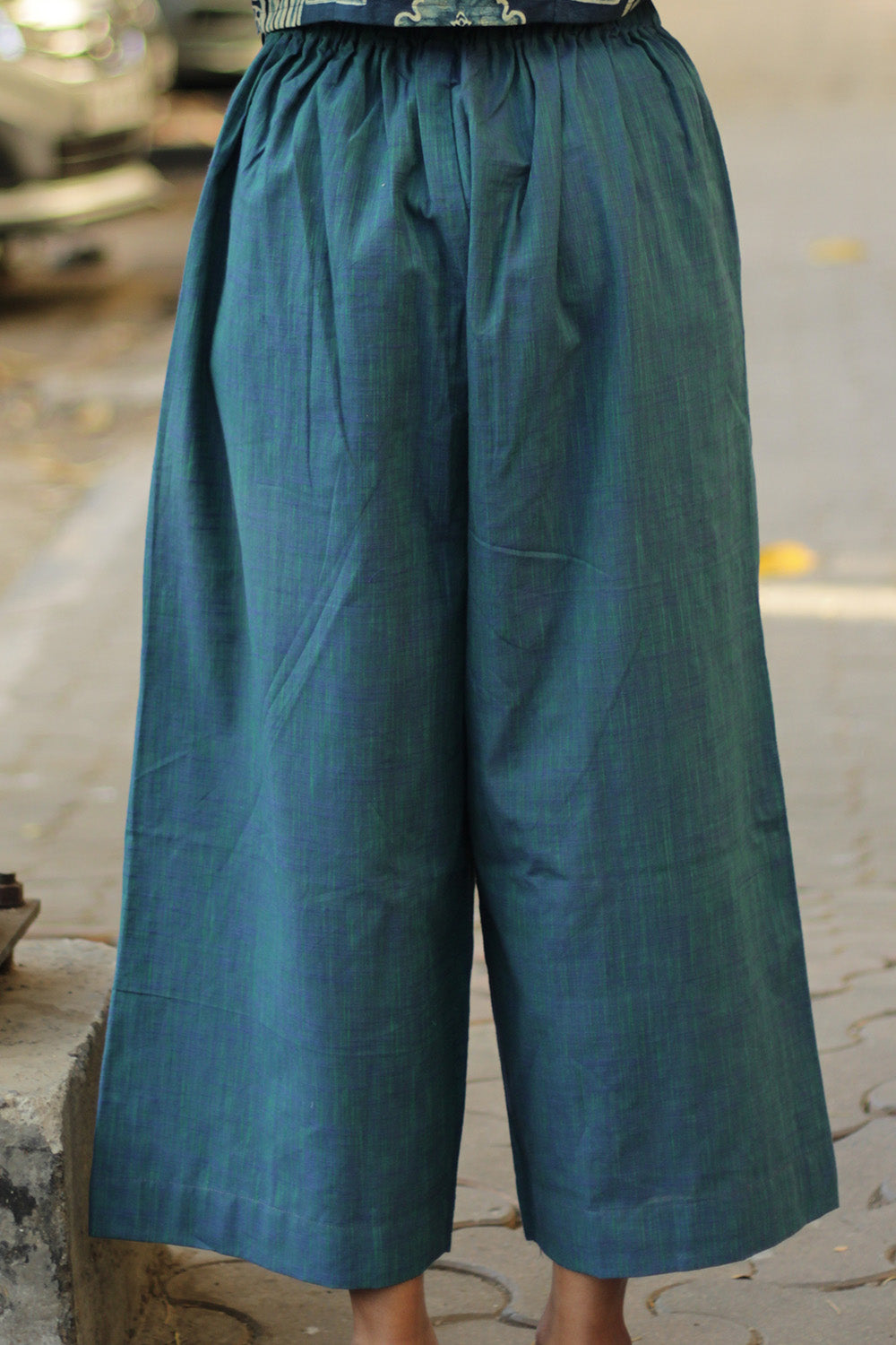 Saumya | Wide Leg Pants | Teal Cotton