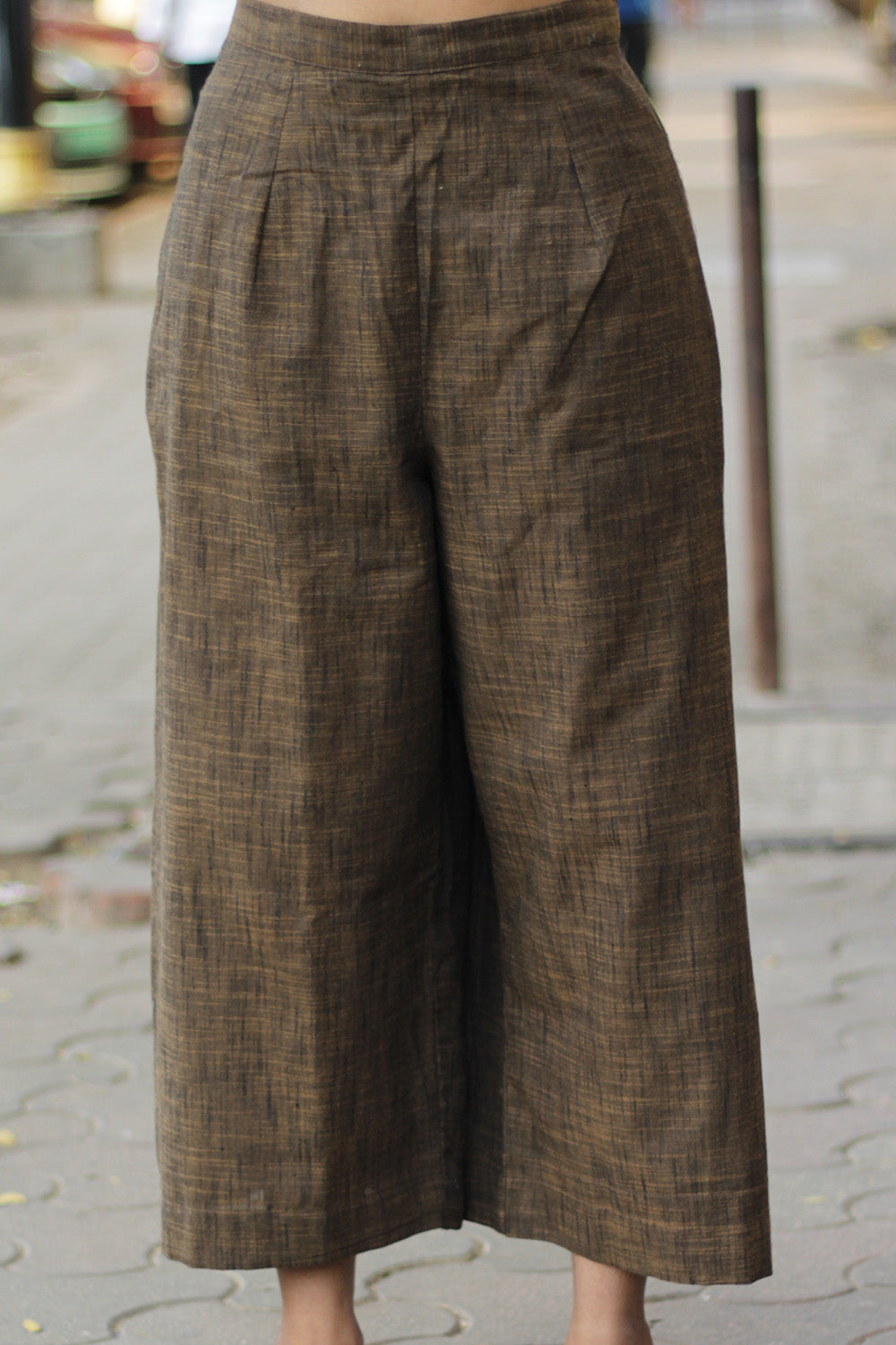 Saumya | Wide Leg Pants | Ochre Noir Cotton