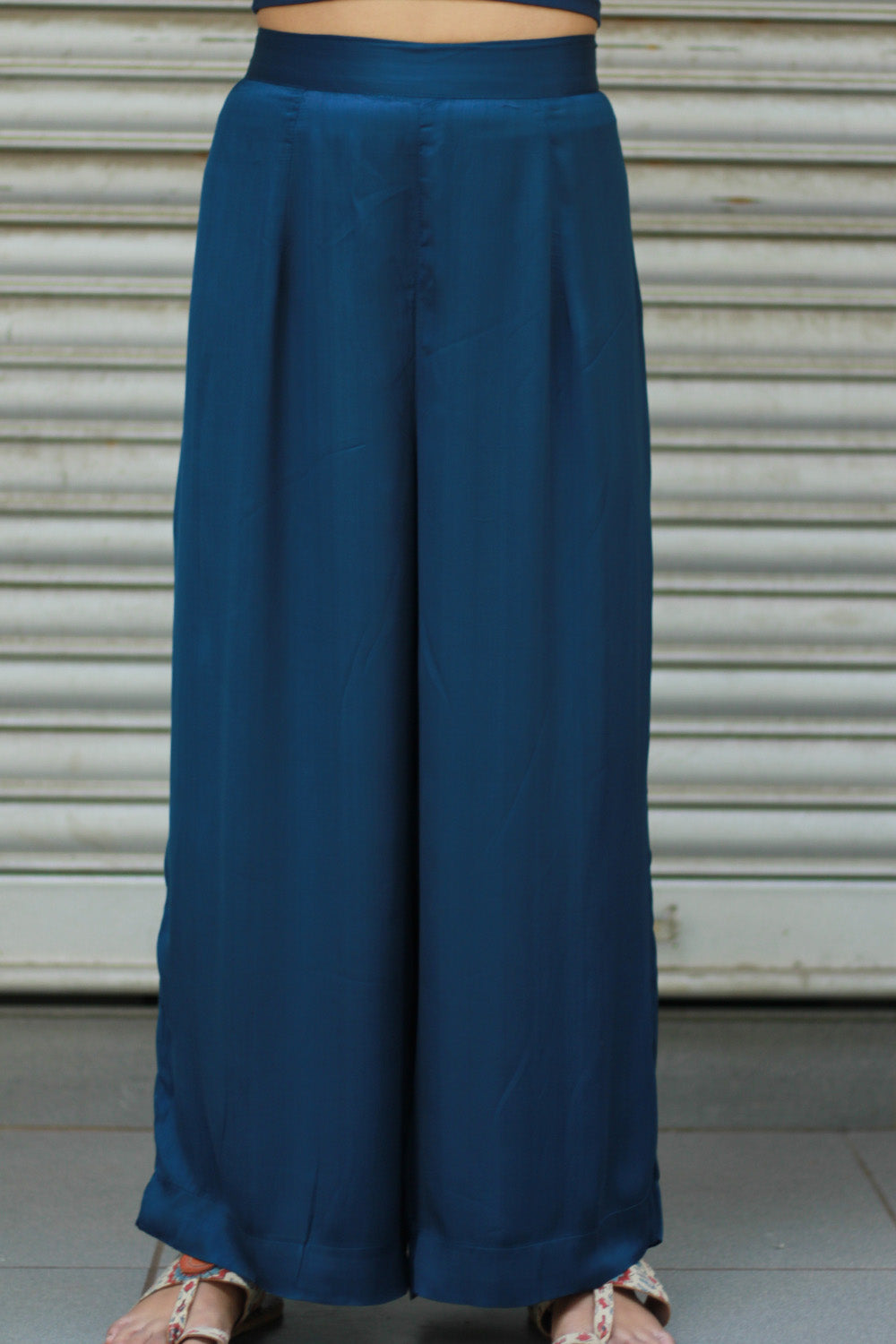 Saumya | Wide Leg Pants | Modal Silk | Blue