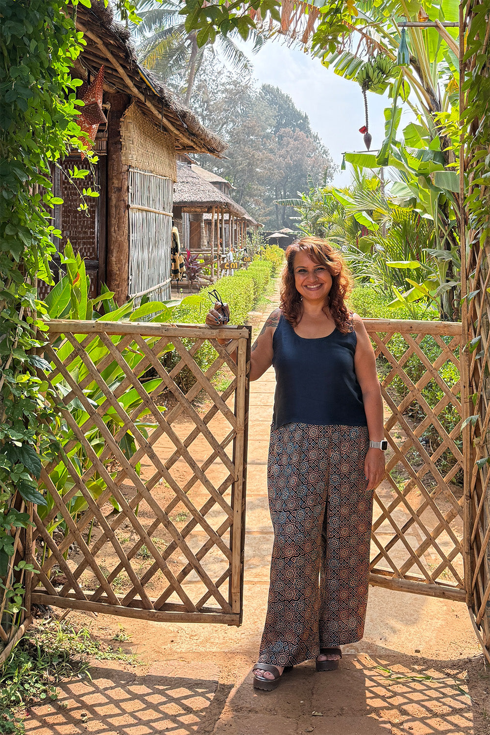 Saumya | Wide Leg Pants | Modal Silk | Noir Universe Ajrakh