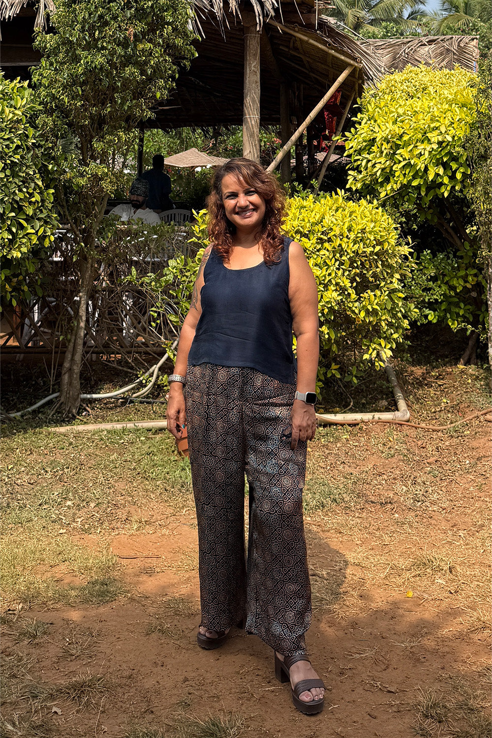 Saumya | Wide Leg Pants | Modal Silk | Noir Universe Ajrakh