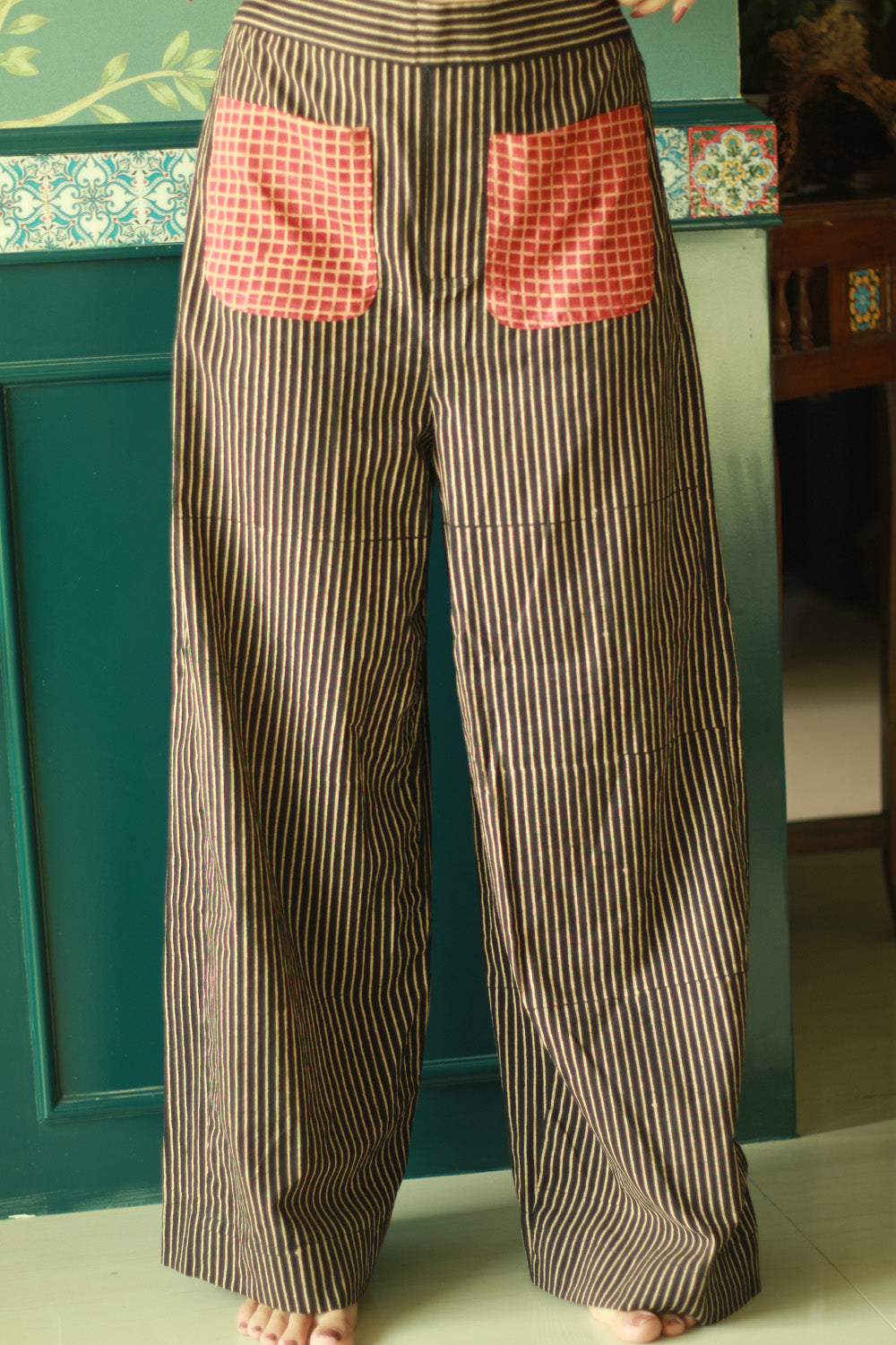 Dhaariyan | Wide Leg Pants | Noir Ajrakh