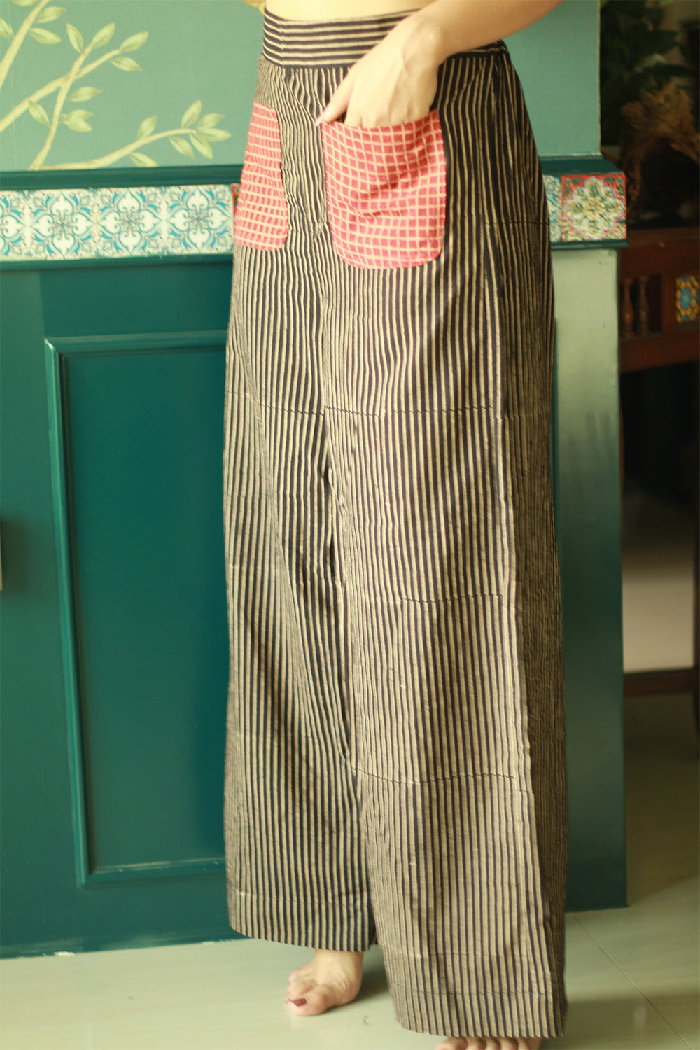 Dhaariyan | Wide Leg Pants | Noir Ajrakh