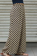 Saumya | Wide Leg Pants | Modal Silk | Noir Stripes