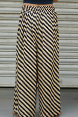 Saumya | Wide Leg Pants | Modal Silk | Noir Stripes
