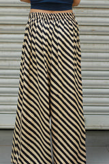 Saumya | Wide Leg Pants | Modal Silk | Noir Stripes