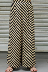 Saumya | Wide Leg Pants | Modal Silk | Noir Stripes