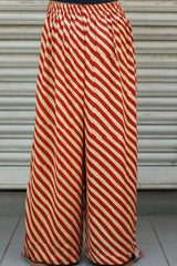 Saumya | Wide Leg Pants | Modal Silk | Rouge Stripes