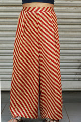 Saumya | Wide Leg Pants | Modal Silk | Rouge Stripes