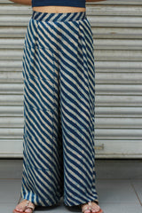 Saumya | Wide Leg Pants | Modal Silk | Blue Stripes