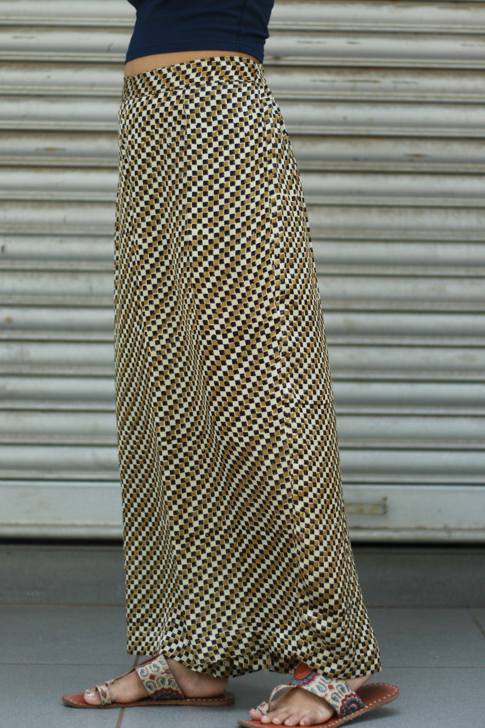 Saumya | Wide Leg Pants | Modal Silk | Ivory & Ochre