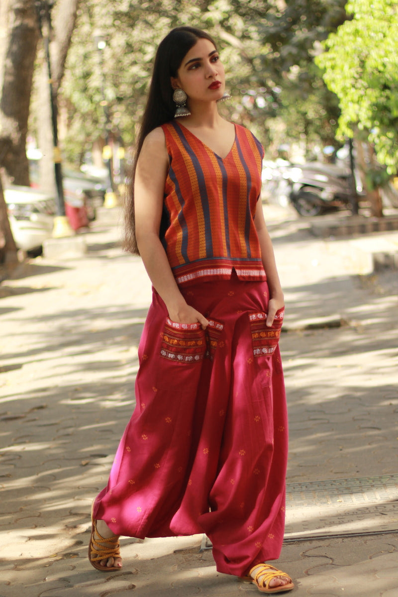 Wayfarer | Drop Crotch Pants | Magenta Cotton