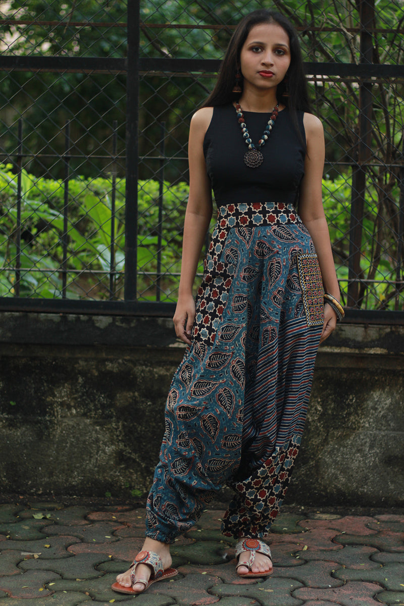 Wayfarer | Drop Crotch Pants | Blue Ajrakh Medley