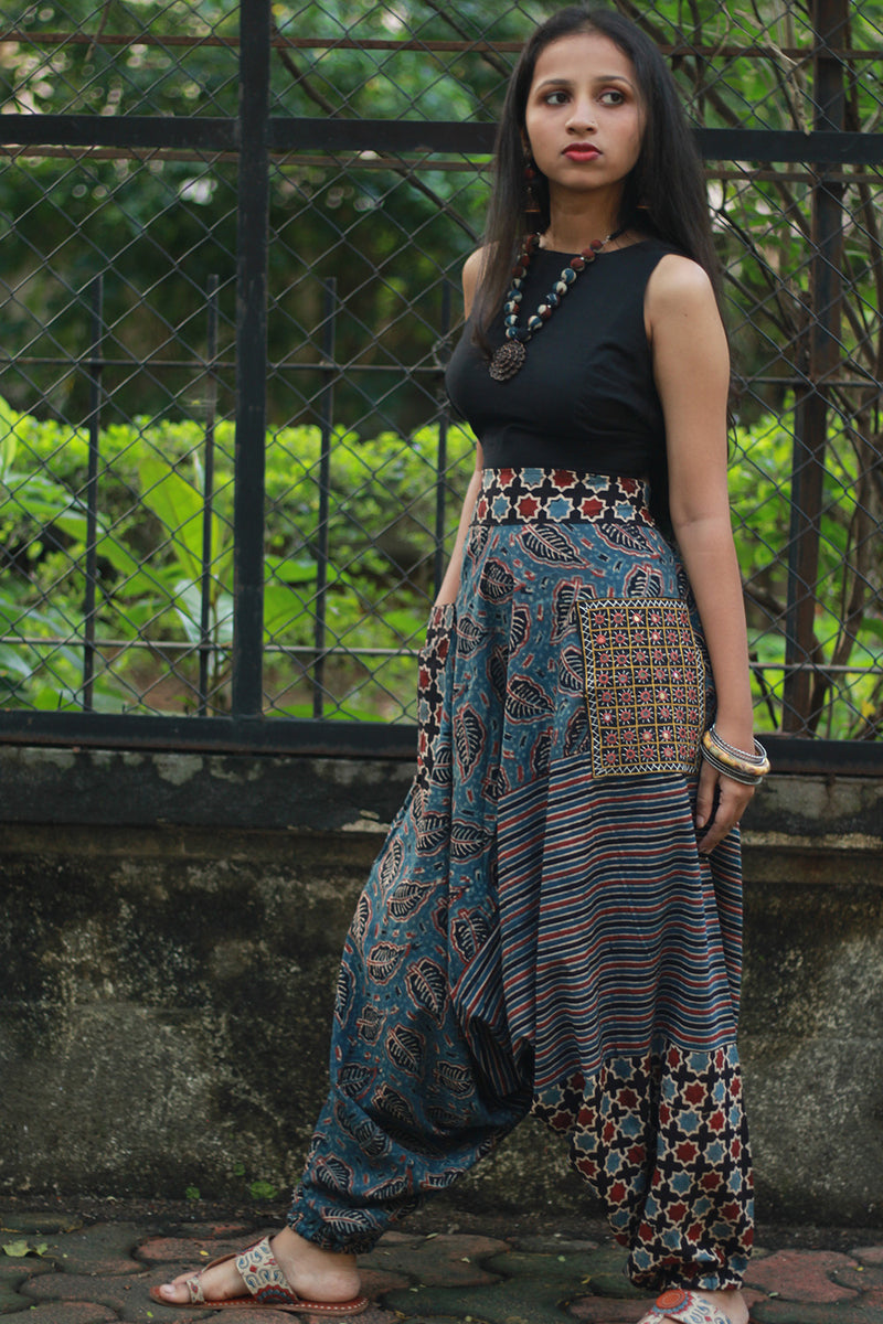 Wayfarer | Drop Crotch Pants | Blue Ajrakh Medley