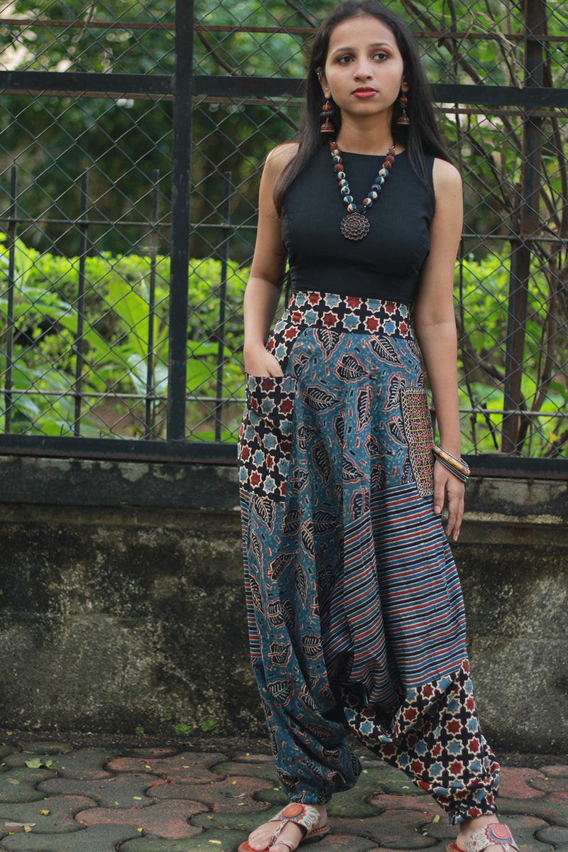 Wayfarer | Drop Crotch Pants | Blue Ajrakh Medley