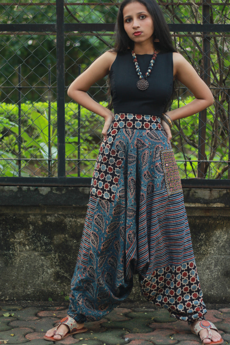Wayfarer | Drop Crotch Pants | Blue Ajrakh Medley