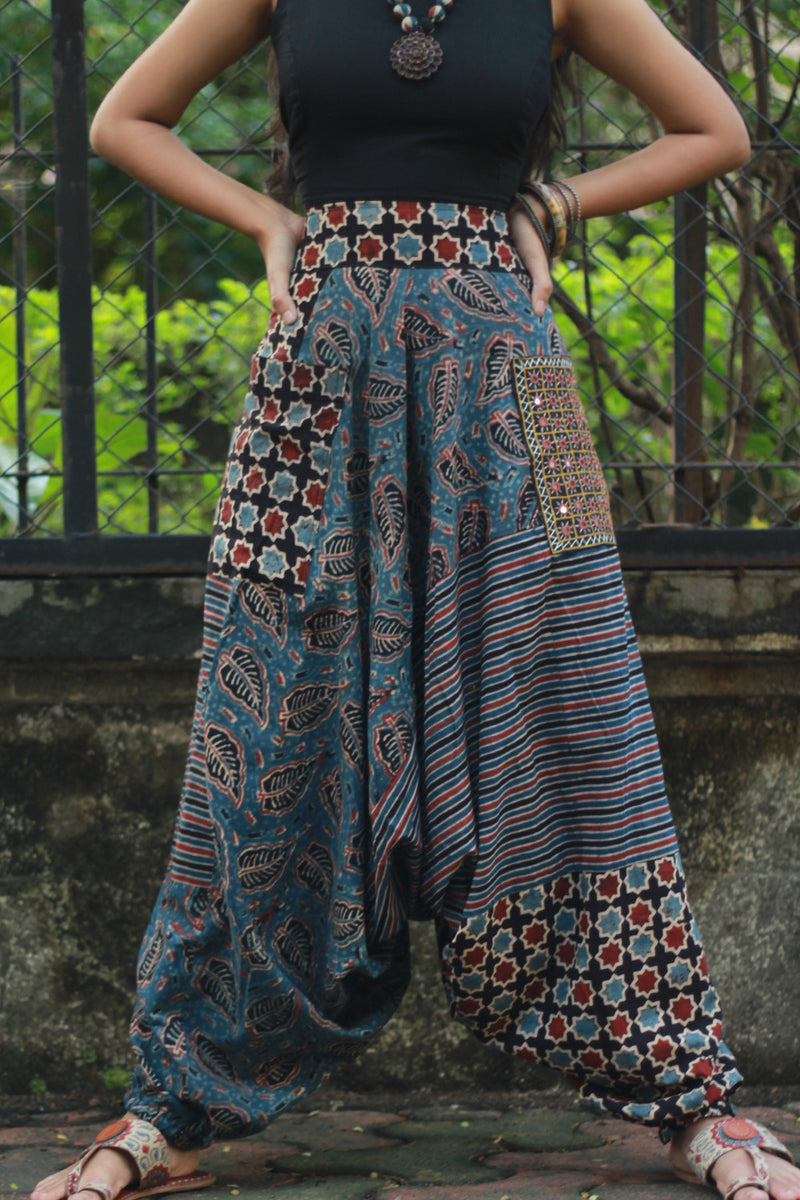 Wayfarer | Drop Crotch Pants | Blue Ajrakh Medley