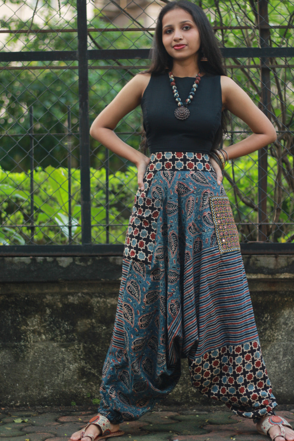 Wayfarer | Drop Crotch Pants | Blue Ajrakh Medley