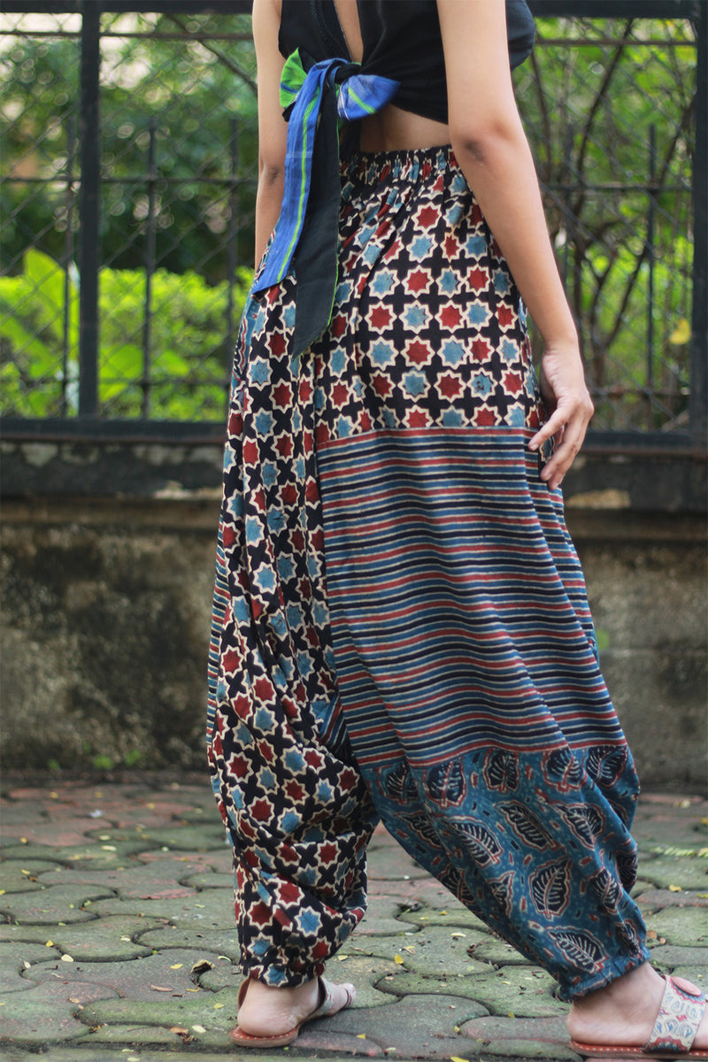 Wayfarer | Drop Crotch Pants | Blue Ajrakh Medley