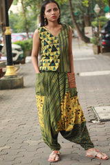Wayfarer | Drop Crotch Pants | Green Ajrakh Medley