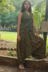 Wayfarer | Drop Crotch Pants | Green Ajrakh Medley