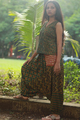 Wayfarer | Drop Crotch Pants | Green Ajrakh Medley