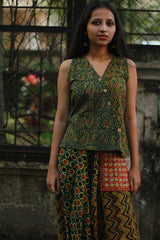 Wayfarer | Drop Crotch Pants | Green Ajrakh Medley