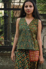 Wayfarer | Drop Crotch Pants | Green Ajrakh Medley