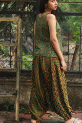 Wayfarer | Drop Crotch Pants | Green Ajrakh Medley
