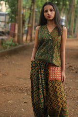 Wayfarer | Drop Crotch Pants | Green Ajrakh Medley