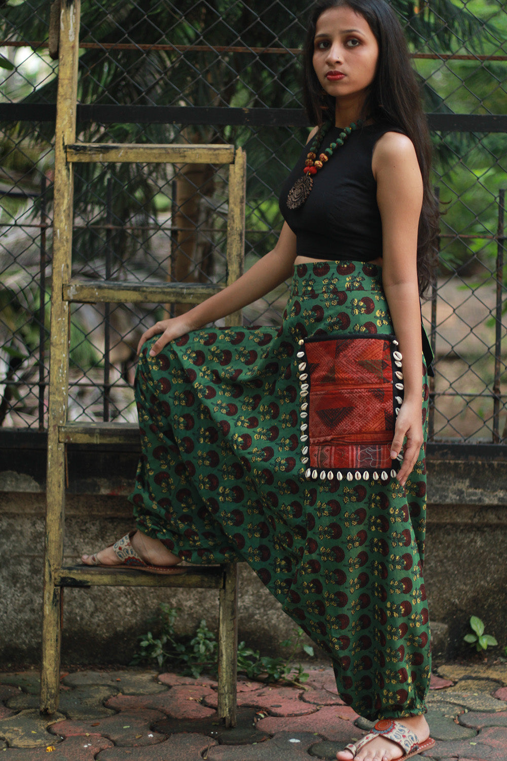 Wayfarer | Drop Crotch Pants | Fern Green Bagru