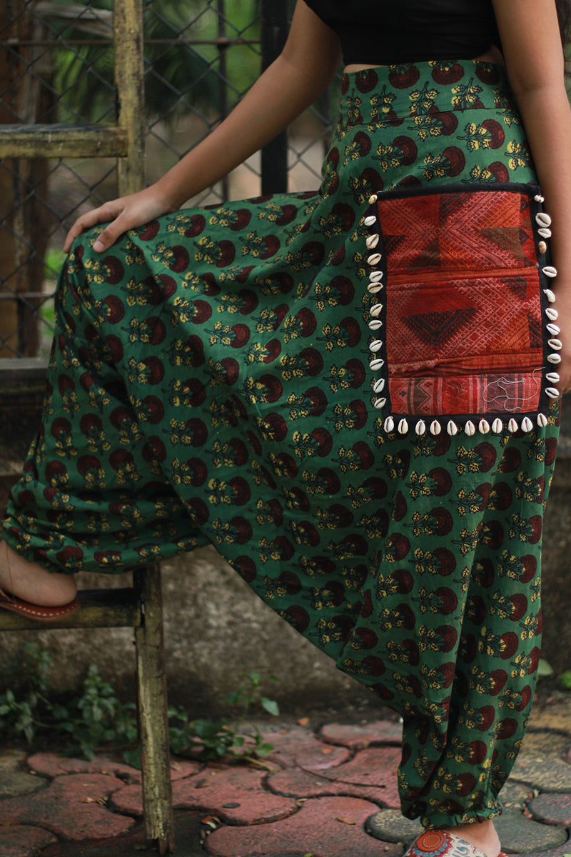 Wayfarer | Drop Crotch Pants | Fern Green Bagru